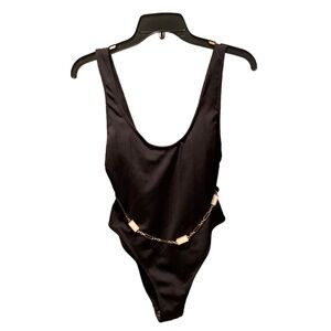 River Island Black Chain Detail Swimsuit size 6 NWOT